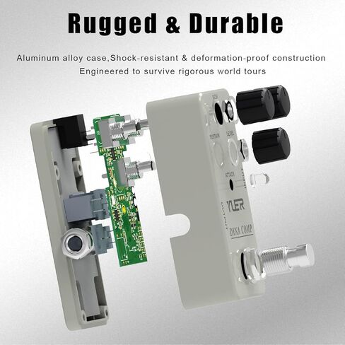 YUER دواسة ضاغط جيتار/باس ميني داينا تأثير ضغط دواسة للجيتار الكهربائي شركات تناظرية سهلة الاستخدام حافظة ألومنيوم تجاوز حقيقية مع غطاء مفتاح القدم in Kuwait