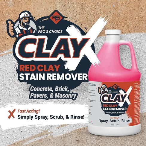 Clay-X Red Clay Stain Remover – 1 Gallon | Removes Red Clay Stains & Rust from Concrete, Brick, Pavers, Stucco & Masonry | Fast-Acting, Professional-Strength Spray Cleaner in Saudi Arabia