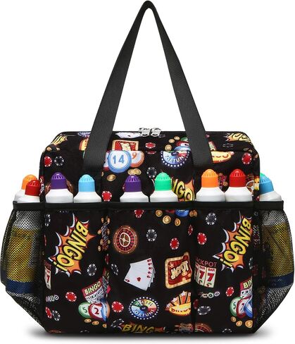 Bingo Bag with Pockets for Daubers Dabbers Dotters Bingo Stuff Supplies for Players (Black) in Saudi Arabia