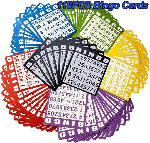 Deluxe Bingo Game for Adults Large Group, Includes 8" Bingo Cage with Big Storage Bag, 1000 Colorful Chips,118 Bingo Cards,75 Colored Balls,75 White Balls for Replacement, Master Board and 2 small Bag in Kuwait