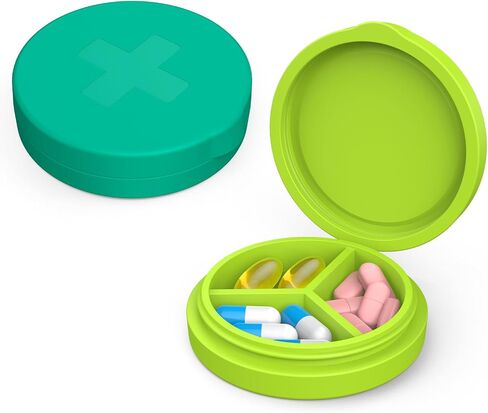 2 عبوة حزمة صغيرة ، صندوق صغير ، 3 مقصورة مستديرة ، صندوق حبوب منع الحمل السيليكون لجيب محفظة ، حامل الطب المضغوط المضاد للماء لفيتامين ، زيت كبد سمك القد ، ملحق (اللون البرتقالي+الأصفر) in Kuwait