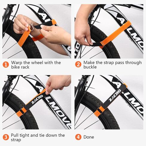Zacro Bike Rack Straps, 2/4 PCS Adjustable Bike Wheel Strap with Upgraded Gel Grip & Stonger Metal Buckle, 24/31.5 Inches Anti-Slip Bicycle Tire Stabilizer Strap in Kuwait