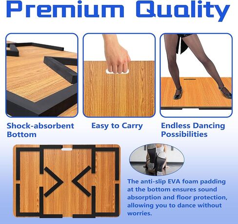 Tap Dance Floor, Portable Dance Floor, Professional Tap Board for Tap Dancing, Cushioned Base Dance Practice Floor, 47'' x 27'' in Saudi Arabia