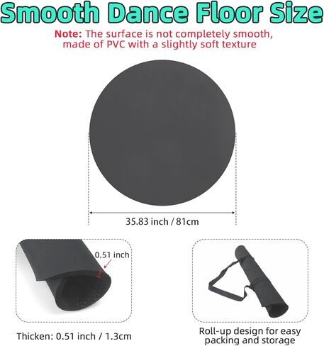 سجادة أرضية الرقص المحمولة مقاس 30.7 بوصة لتدريب الباليه والصنبور - لوحة دوارة بسمك 1.3 سم للراقصين، سجادة تمرين ناعمة مثالية مع سطح غير قابل للانزلاق لتمارين الدوران والرقص in Kuwait