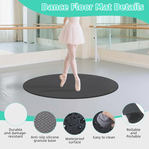 سجادة أرضية الرقص المحمولة مقاس 30.7 بوصة لتدريب الباليه والصنبور - لوحة دوارة بسمك 1.3 سم للراقصين، سجادة تمرين ناعمة مثالية مع سطح غير قابل للانزلاق لتمارين الدوران والرقص in Kuwait