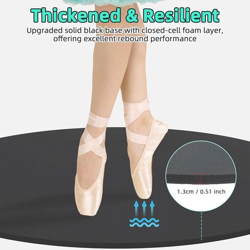 سجادة أرضية الرقص المحمولة مقاس 30.7 بوصة لتدريب الباليه والصنبور - لوحة دوارة بسمك 1.3 سم للراقصين، سجادة تمرين ناعمة مثالية مع سطح غير قابل للانزلاق لتمارين الدوران والرقص in Kuwait