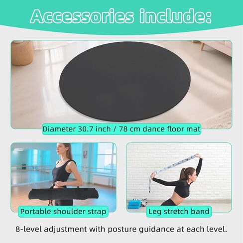 سجادة أرضية الرقص المحمولة مقاس 30.7 بوصة لتدريب الباليه والصنبور - لوحة دوارة بسمك 1.3 سم للراقصين، سجادة تمرين ناعمة مثالية مع سطح غير قابل للانزلاق لتمارين الدوران والرقص in Kuwait