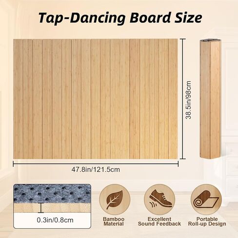 Tap Dance Board Floor,Portable Tap Board 47.8 x 38.5 Inch,Bamboo Tap Board for Tap Dancing, Tap Dance Practice for Home,Outdoor in Kuwait