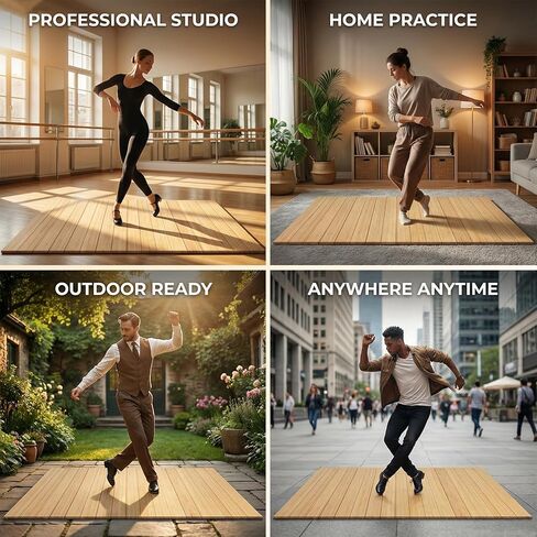 Tap Dance Board Floor,Portable Tap Board 47.8 x 38.5 Inch,Bamboo Tap Board for Tap Dancing, Tap Dance Practice for Home,Outdoor in Kuwait