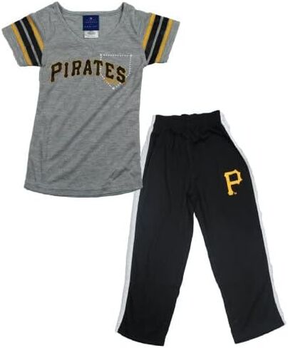 Outerstuff MLB Little Girls (4-7) Pittsburgh Pirates 2-piece Sleepwear Pants and Shirt in Saudi Arabia
