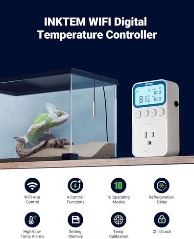 WiFi Plug in Thermostat Outlet, Temperature Controlled Outlet Space Heater, Duration Timer & Smart Memory Digital Temp Controller -40~212℉, IP67 Waterproof Probe for Incubator Homebrew Reptile in Saudi Arabia
