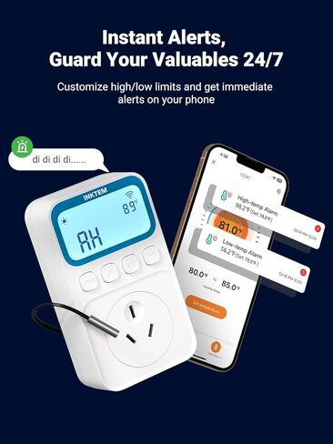 WiFi Plug in Thermostat Outlet, Temperature Controlled Outlet Space Heater, Duration Timer & Smart Memory Digital Temp Controller -40~212℉, IP67 Waterproof Probe for Incubator Homebrew Reptile in Saudi Arabia