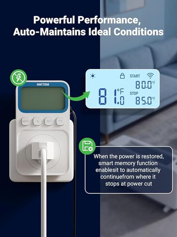 WiFi Plug in Thermostat Outlet, Temperature Controlled Outlet Space Heater, Duration Timer & Smart Memory Digital Temp Controller -40~212℉, IP67 Waterproof Probe for Incubator Homebrew Reptile in Saudi Arabia