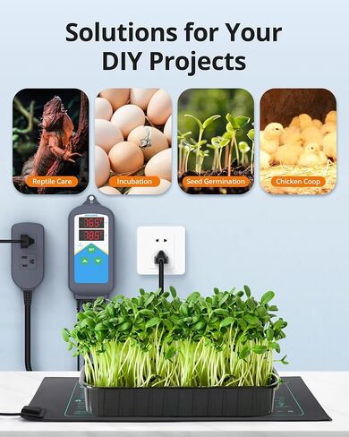 Inkbird 2025 Updated ITC-306T Pre-Wired Electronic Heating Thermostat Temperature Controller, 24 Hours Digital Day & Night Cycle Timer Controller for Seed Germination Reptiles Hatching in Saudi Arabia