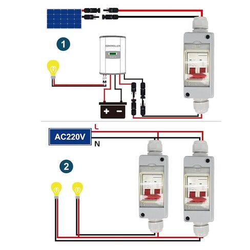 Solar Panel Disconnect Switch, 500V 32A DC Miniature Circuit Breaker with PV Connector and IP65 Waterproof Box for Outdoor PV or AC Stystem in Kuwait