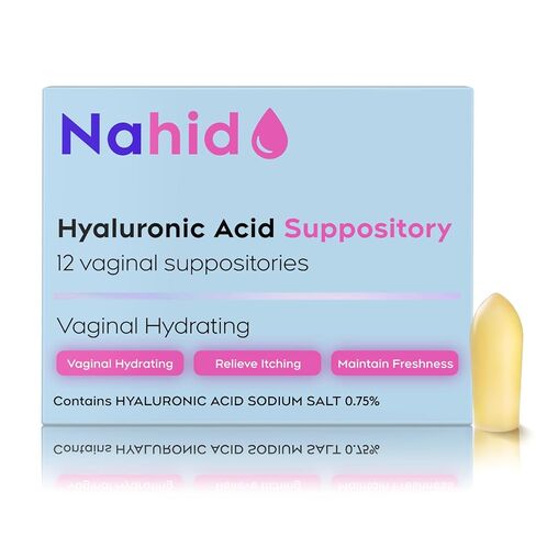 Nahid Vaginal Moisturizing Suppositories | 15 mg Hyaluronic Acid | Long-Lasting 72-Hour Hydration | pH-Balanced Formula for Vaginal Dryness | Menopause & Hormonal Changes | 12 Inserts | 1 Pack in Saudi Arabia
