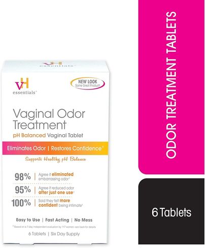 علاج رائحة المهبل من في إتش إيسنشيالز - تحاميل مهبلية متوازنة لدرجة الحموضة - 6 أقراص مع أداة توزيع، أبيض in Kuwait
