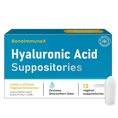 Hyaluronic Acid Vaginal Suppositories 10 mg for Women | Vaginal Moisturizer for Dryness, Itching & Irritation | Menopause & Intimate Care with Coconut Fatty Acids | Estrogen Free, 12 Count in Saudi Arabia