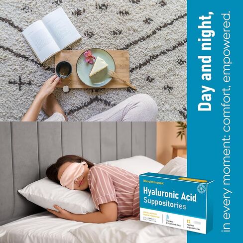 Hyaluronic Acid Vaginal Suppositories 10 mg for Women | Vaginal Moisturizer for Dryness, Itching & Irritation | Menopause & Intimate Care with Coconut Fatty Acids | Estrogen Free, 12 Count in Saudi Arabia