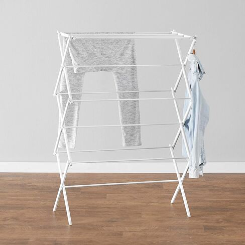 Amazon Basics Foldable Portable Clothes Drying Rack for Indoor Air Drying, Collapsible Design, 14.5" D x 29.5" W x 41.8" H, White in Saudi Arabia