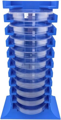 Petri Dish Holder Tower – 11-Slot Vertical Rack for 90 mm Plates – Space-Saving Lab Organizer for Microbiology & Research Benches – Durable Polymer Construction – Made in USA in Saudi Arabia