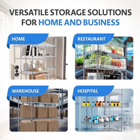 4000 LBS Heavy Duty Wire Rack, 48 x 24 x 76, 5-Tier NSF Commercial Rolling Rack with 4" Industrial Casters, Chrome Metal Wire Shelving for Garage, Kitchen, Adjustable Storage Shelf, Crescent in Saudi Arabia