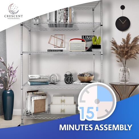 4000 LBS Heavy Duty Wire Rack, 48 x 24 x 76, 5-Tier NSF Commercial Rolling Rack with 4" Industrial Casters, Chrome Metal Wire Shelving for Garage, Kitchen, Adjustable Storage Shelf, Crescent in Saudi Arabia