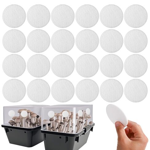 24pcs 2.5 Inch Monotub Adhesive Filter Disks, 0.12 Inch Thick Mushroom Filter Pads Monotub Filtration Pad Replacement Mushroom Growing Supplies in Saudi Arabia