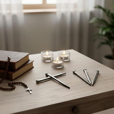 FaithHopeLove 3 عبوات من مسامير الصلب مقاس 6.3 بوصة - نسخة طبق الأصل من الحديد الروماني الأصلي لديكور المنزل المسيحي، وعيد الفصح، وعيد الميلاد (معدن فولاذي، رمز ديني) in Kuwait