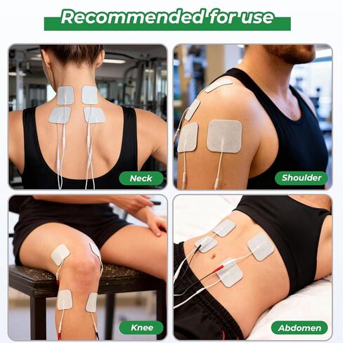 40PCS 2"x2" TENS Unit Electrode Pads, Universal 2mm Pin, Reusable, Latex-Free, High Conductivity for Muscle Pain Relief, EMS Stimulators, Self-Adhesive, Non-Irritating in Kuwait