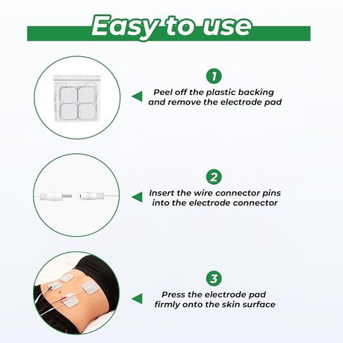 40PCS 2"x2" TENS Unit Electrode Pads, Universal 2mm Pin, Reusable, Latex-Free, High Conductivity for Muscle Pain Relief, EMS Stimulators, Self-Adhesive, Non-Irritating in Kuwait