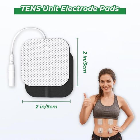 40PCS 2"x2" TENS Unit Electrode Pads, Universal 2mm Pin, Reusable, Latex-Free, High Conductivity for Muscle Pain Relief, EMS Stimulators, Self-Adhesive, Non-Irritating in Kuwait