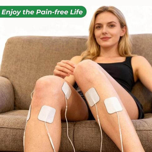 40PCS 2"x2" TENS Unit Electrode Pads, Universal 2mm Pin, Reusable, Latex-Free, High Conductivity for Muscle Pain Relief, EMS Stimulators, Self-Adhesive, Non-Irritating in Kuwait
