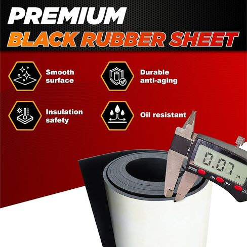 Neoprene Rubber Sheet Roll 1/16" Thick x 12" Wide x 10Ft Long with Adhesive Backing (Including Utility Knife), Heavy Duty Self Rubber Seal Strips Roll for DIY Gaskets, Flooring, Seals in Kuwait