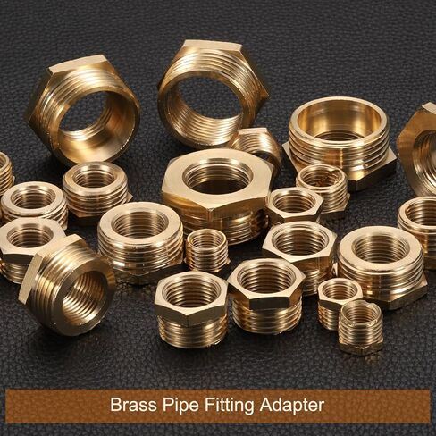 sourcing map 2 Pcs Brass Reducer Hex Bushing G1 Male x G3/4" Female Threaded Reducing Pipe Adapter Fitting with PTFE Tape for Plumbing, Fuel Lines, and Pneumatic Systems(17mm/0.7" Length) in Saudi Arabia