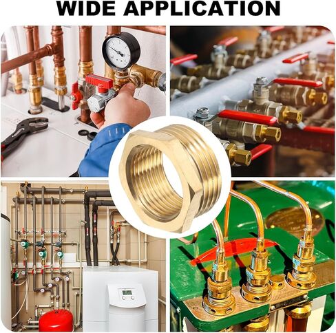 sourcing map 2 Pcs Brass Reducer Hex Bushing G1 Male x G3/4" Female Threaded Reducing Pipe Adapter Fitting with PTFE Tape for Plumbing, Fuel Lines, and Pneumatic Systems(17mm/0.7" Length) in Saudi Arabia