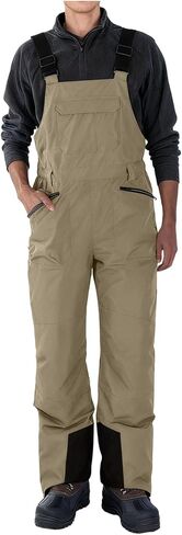 Mens Snow Bibs Insulated Waterproof Bib Overalls Windproof Athletic Snowpants Winter Snowboarding Pants with Pockets in Kuwait