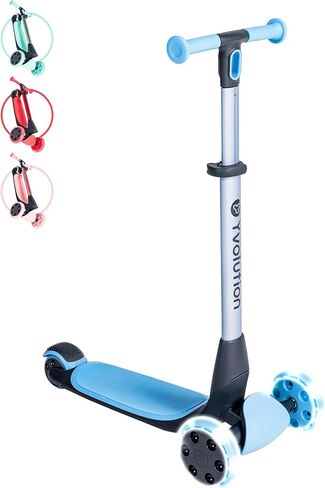Yvolution Kids Kick Scooter, Glider Nua 3 Wheel Scooter, Foldable, LED Lighted Wheels, Adjustable Handlebars, for Boys and Girls, with Storage Accessory for Children Ages 3 to 10 Years Old in Kuwait
