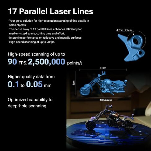 ماسح ضوئي لاسلكي ثلاثي الأبعاد من EINSTAR 2 - ماسح ضوئي محمول، دقة 0.05 مم، ليزر هجين + ضوء الأشعة تحت الحمراء، بدون رذاذ، التقاط بالألوان الكاملة، ماسح ضوئي ثلاثي الأبعاد للطباعة ثلاثية الأبعاد، جاهز للاستخدام في الهواء الطلق، يعمل بالبطارية in Kuwait