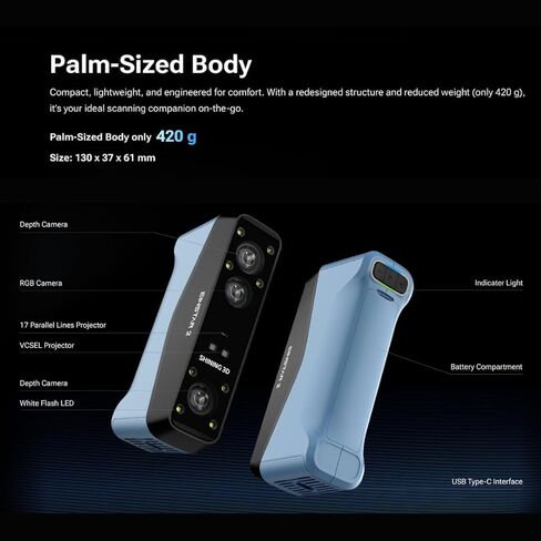 ماسح ضوئي لاسلكي ثلاثي الأبعاد من EINSTAR 2 - ماسح ضوئي محمول، دقة 0.05 مم، ليزر هجين + ضوء الأشعة تحت الحمراء، بدون رذاذ، التقاط بالألوان الكاملة، ماسح ضوئي ثلاثي الأبعاد للطباعة ثلاثية الأبعاد، جاهز للاستخدام في الهواء الطلق، يعمل بالبطارية in Kuwait