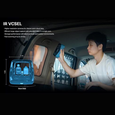 ماسح ضوئي لاسلكي ثلاثي الأبعاد من EINSTAR 2 - ماسح ضوئي محمول، دقة 0.05 مم، ليزر هجين + ضوء الأشعة تحت الحمراء، بدون رذاذ، التقاط بالألوان الكاملة، ماسح ضوئي ثلاثي الأبعاد للطباعة ثلاثية الأبعاد، جاهز للاستخدام في الهواء الطلق، يعمل بالبطارية in Kuwait
