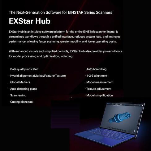 ماسح ضوئي لاسلكي ثلاثي الأبعاد من EINSTAR 2 - ماسح ضوئي محمول، دقة 0.05 مم، ليزر هجين + ضوء الأشعة تحت الحمراء، بدون رذاذ، التقاط بالألوان الكاملة، ماسح ضوئي ثلاثي الأبعاد للطباعة ثلاثية الأبعاد، جاهز للاستخدام في الهواء الطلق، يعمل بالبطارية in Kuwait