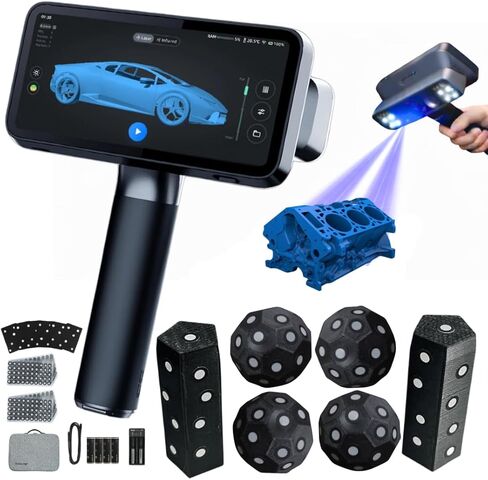 ماسح ضوئي ليزر احترافي لاسلكي ثلاثي الأبعاد من EinScan Rigil، هجين صناعي ثلاثي الوضع (ليزر + VCSEL IR)، دقة 0.04 مم، دقة 0.05 مم، 50 خط ليزر للهندسة العكسية والتصنيع in Kuwait