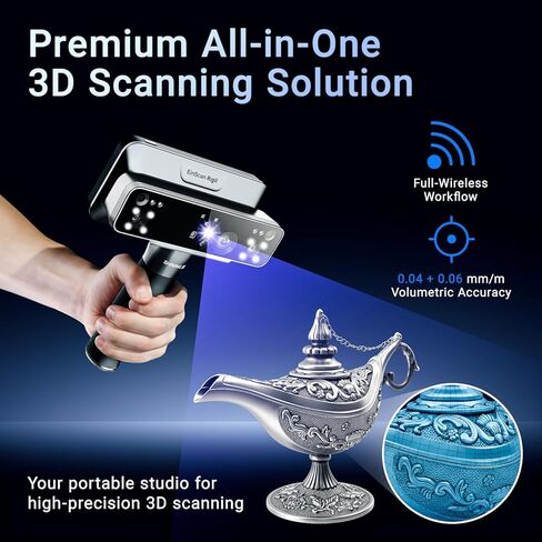 ماسح ضوئي ليزر احترافي لاسلكي ثلاثي الأبعاد من EinScan Rigil، هجين صناعي ثلاثي الوضع (ليزر + VCSEL IR)، دقة 0.04 مم، دقة 0.05 مم، 50 خط ليزر للهندسة العكسية والتصنيع in Kuwait