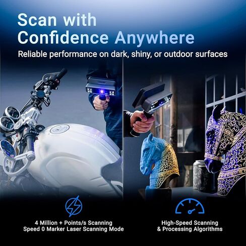 ماسح ضوئي ليزر احترافي لاسلكي ثلاثي الأبعاد من EinScan Rigil، هجين صناعي ثلاثي الوضع (ليزر + VCSEL IR)، دقة 0.04 مم، دقة 0.05 مم، 50 خط ليزر للهندسة العكسية والتصنيع in Kuwait