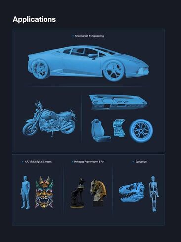 Shining3D [EinScan Rigil Wireless 3D Scanner] حوسبة مدمجة، دقة 0.04 مم، دقة 0.05 مم، 50 خط ليزر مع برنامج المسح الضوئي للهندسة العكسية والتصنيع والفن والتصميم in Kuwait