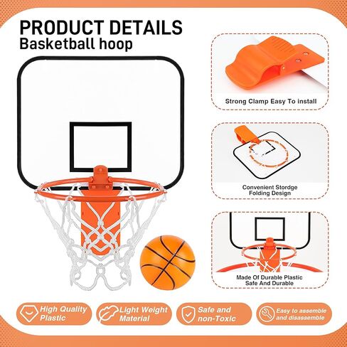 Mini Basketball Hoop Trash Can Set，Basketball Hoop with Bouncy Ball&8.5" Clip-On Backboard, Durable Material, Smooth Edges, Easy Assembly, Portable, Great for Home/Office and Gifts in Kuwait