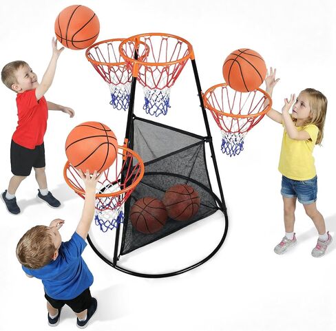 Portable Kids Basketball Hoop with Ball Storage Net – Adjustable Height Indoor & Outdoor Basketball Goal for Toddlers & Kids – Easy Assembly Youth Basketball Set for Backyard, Driveway & Playroom in Kuwait