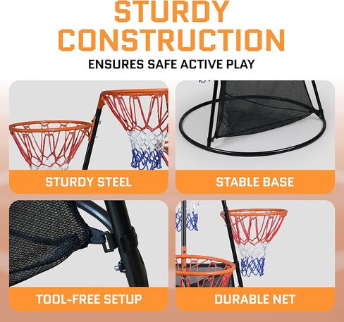 Portable Kids Basketball Hoop with Ball Storage Net – Adjustable Height Indoor & Outdoor Basketball Goal for Toddlers & Kids – Easy Assembly Youth Basketball Set for Backyard, Driveway & Playroom in Kuwait