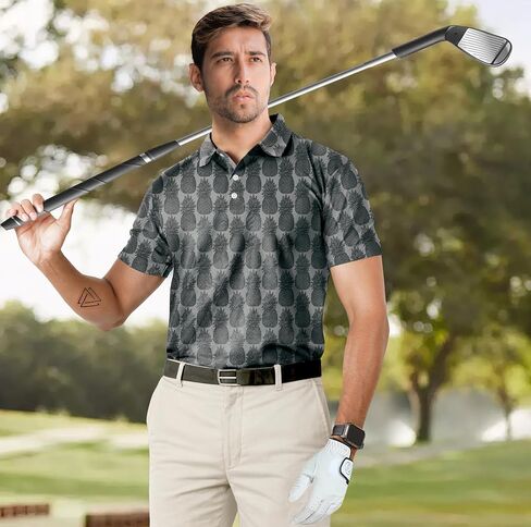 Mens Pickleball Polo Short Sleeve Shirt Dri Fit Men's Performance Sports Summers Shirt Wicking t Golf Shirts for Men in Kuwait